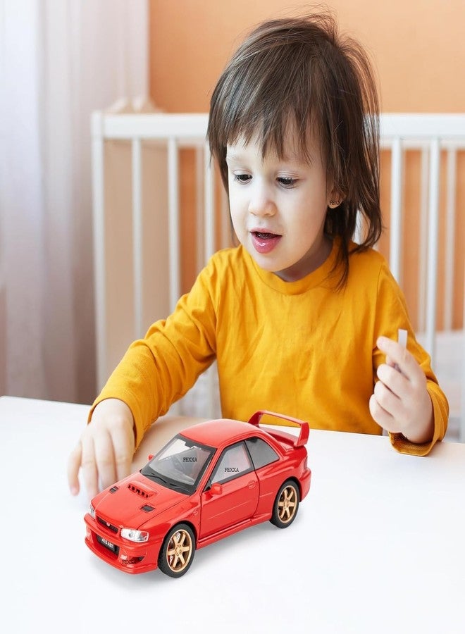 FEXXA سيارة FEXXA 1/32 متوافقة مع سيارة سوبارو إمبريزا WRX STI النموذجية، لعبة سيارة قابلة للتحصيل تعمل بالسحب للخلف مصنوعة من المعدن المصبوب مع أصوات وأضواء للأطفال والأولاد والبنات والكبار، هدية (أحمر) - Image 2